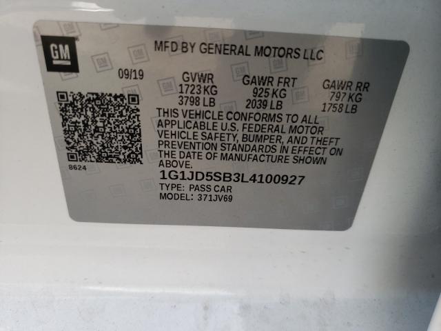 Photo 9 VIN: 1G1JD5SB3L4100927 - CHEVROLET SONIC LT 