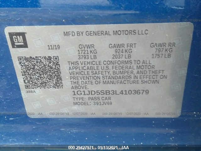 Photo 8 VIN: 1G1JD5SB3L4103679 - CHEVROLET SONIC 