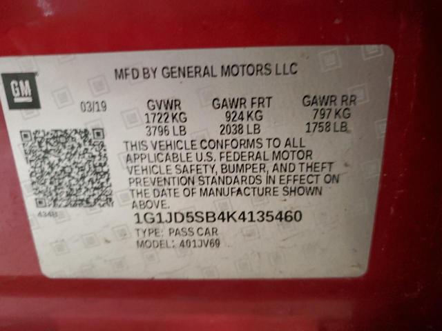 Photo 11 VIN: 1G1JD5SB4K4135460 - CHEVROLET SONIC 