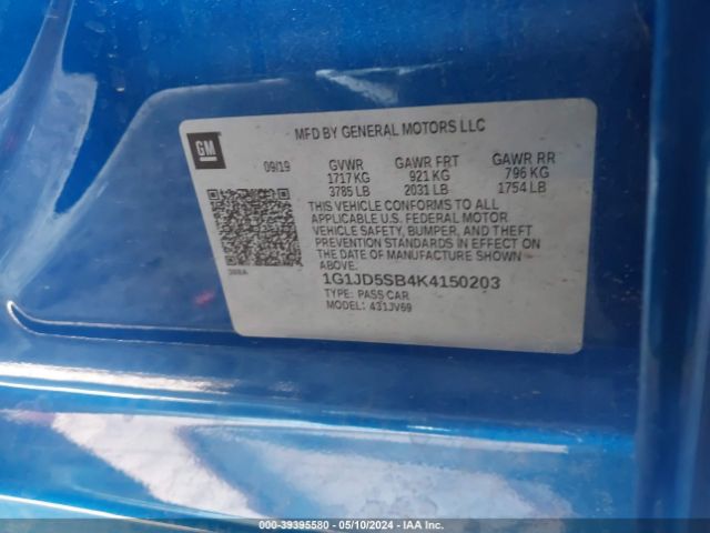 Photo 8 VIN: 1G1JD5SB4K4150203 - CHEVROLET SONIC 