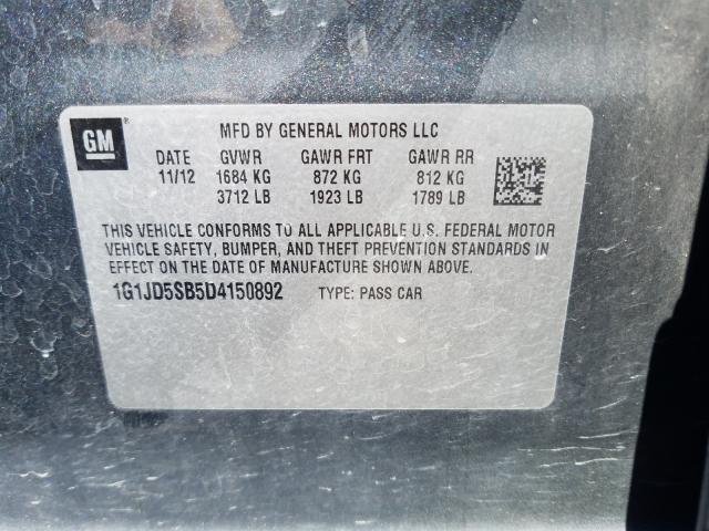 Photo 9 VIN: 1G1JD5SB5D4150892 - CHEVROLET SONIC LT 