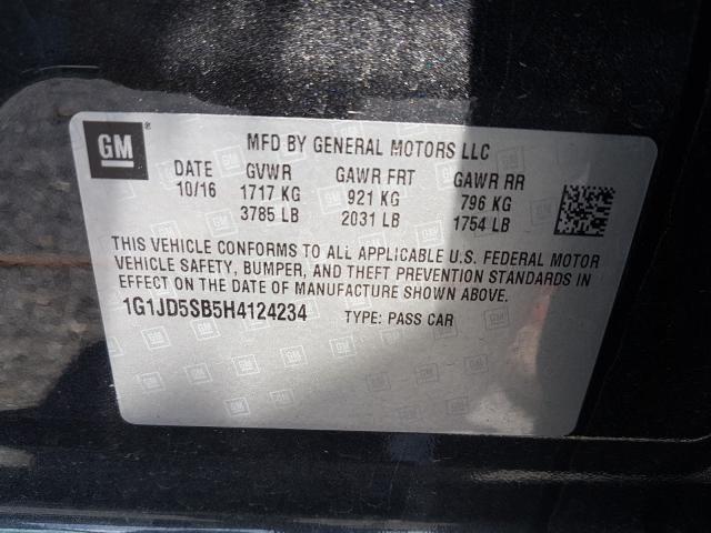 Photo 9 VIN: 1G1JD5SB5H4124234 - CHEVROLET SONIC LT 