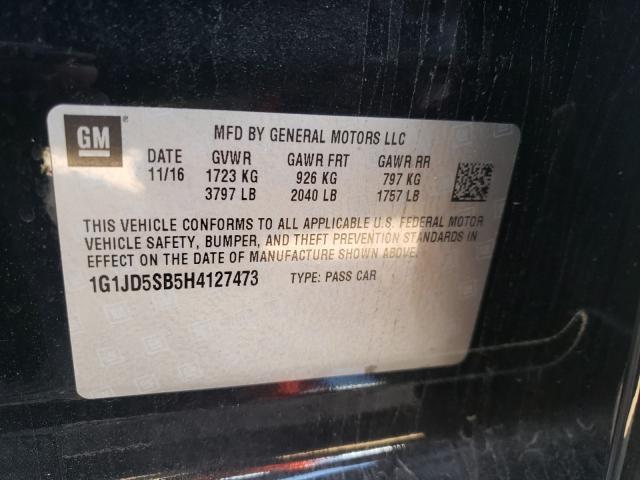 Photo 9 VIN: 1G1JD5SB5H4127473 - CHEVROLET SONIC LT 