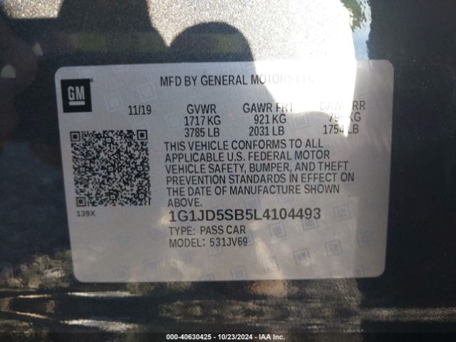 Photo 8 VIN: 1G1JD5SB5L4104493 - CHEVROLET SONIC 