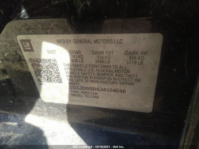 Photo 8 VIN: 1G1JD5SB6J4104046 - CHEVROLET SONIC 