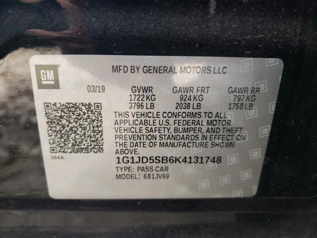 Photo 9 VIN: 1G1JD5SB6K4131748 - CHEVROLET SONIC LT 