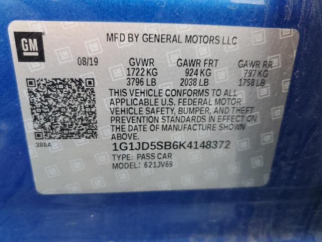 Photo 11 VIN: 1G1JD5SB6K4148372 - CHEVROLET SONIC LT 