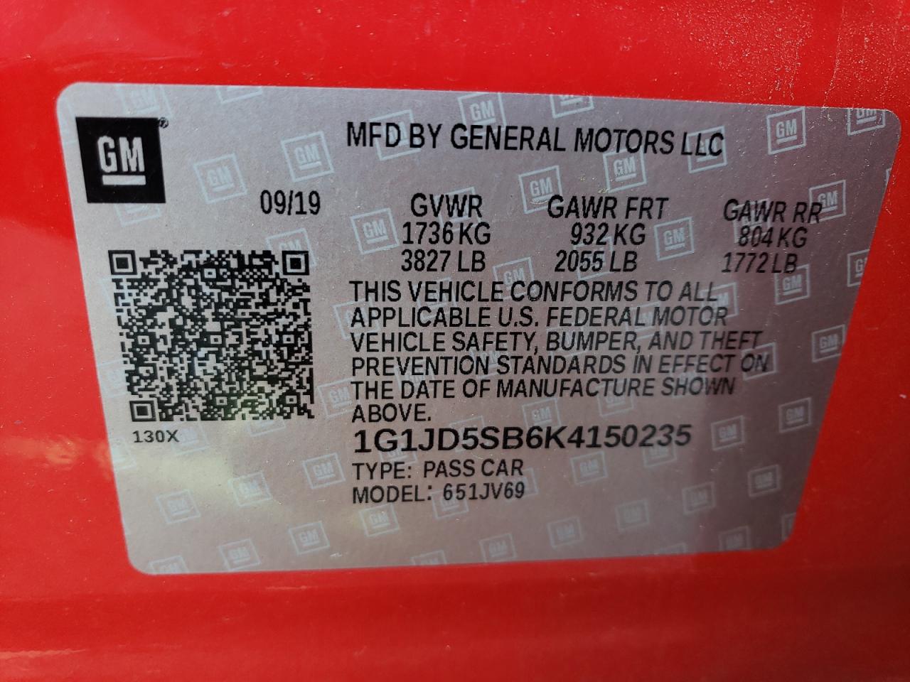 Photo 12 VIN: 1G1JD5SB6K4150235 - CHEVROLET SONIC 