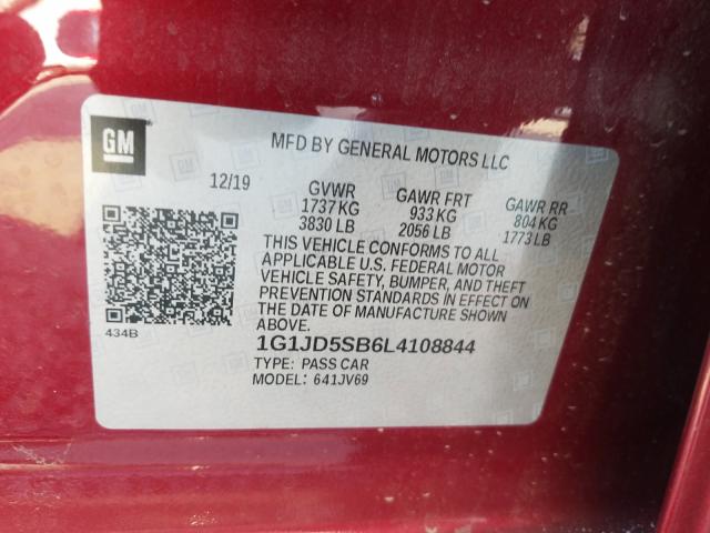 Photo 9 VIN: 1G1JD5SB6L4108844 - CHEVROLET SONIC LT 