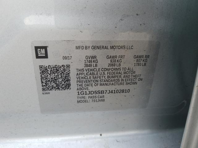 Photo 9 VIN: 1G1JD5SB7J4102810 - CHEVROLET SONIC LT 