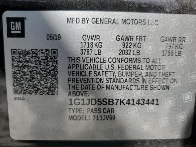 Photo 11 VIN: 1G1JD5SB7K4143441 - CHEVROLET SONIC LT 