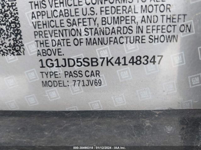 Photo 8 VIN: 1G1JD5SB7K4148347 - CHEVROLET SONIC 