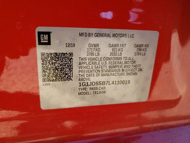 Photo 12 VIN: 1G1JD5SB7L4110019 - CHEVROLET SONIC LT 