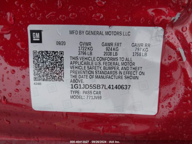 Photo 8 VIN: 1G1JD5SB7L4140637 - CHEVROLET SONIC 