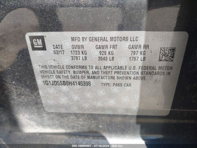 Photo 8 VIN: 1G1JD5SB8H4145398 - CHEVROLET SONIC 