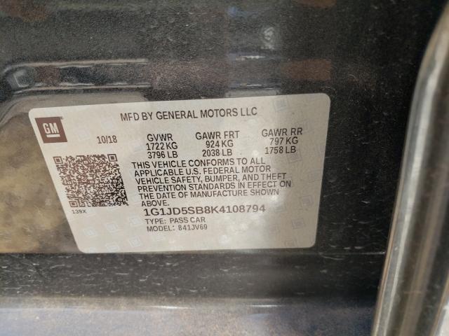 Photo 9 VIN: 1G1JD5SB8K4108794 - CHEVROLET SONIC LT 