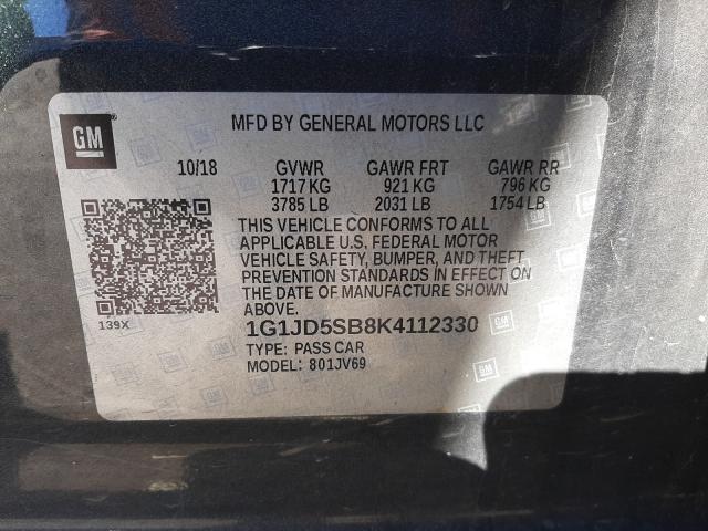 Photo 9 VIN: 1G1JD5SB8K4112330 - CHEVROLET SONIC LT 