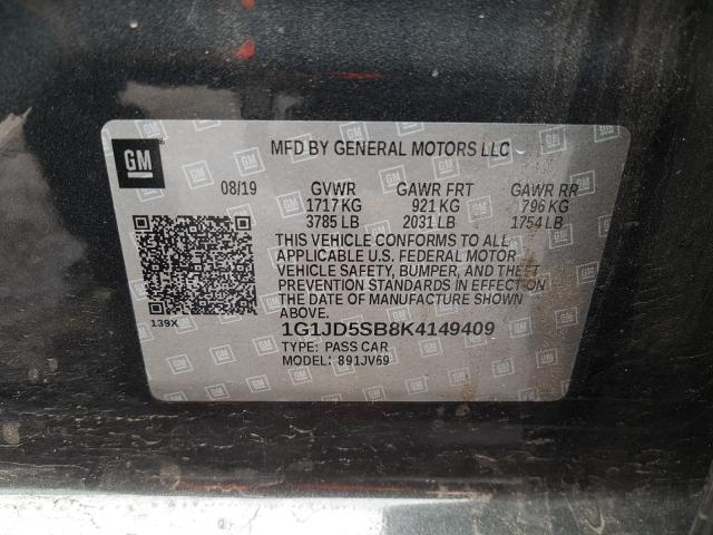 Photo 9 VIN: 1G1JD5SB8K4149409 - CHEVROLET SONIC LT 