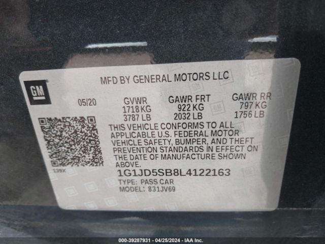 Photo 8 VIN: 1G1JD5SB8L4122163 - CHEVROLET SONIC 