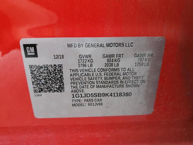 Photo 11 VIN: 1G1JD5SB9K4118380 - CHEVROLET SONIC 