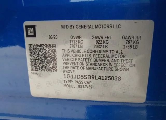 Photo 8 VIN: 1G1JD5SB9L4125038 - CHEVROLET SONIC 