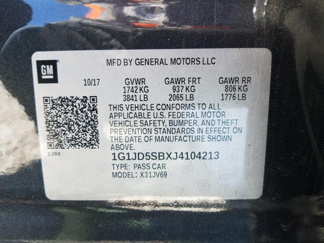 Photo 9 VIN: 1G1JD5SBXJ4104213 - CHEVROLET SONIC LT 