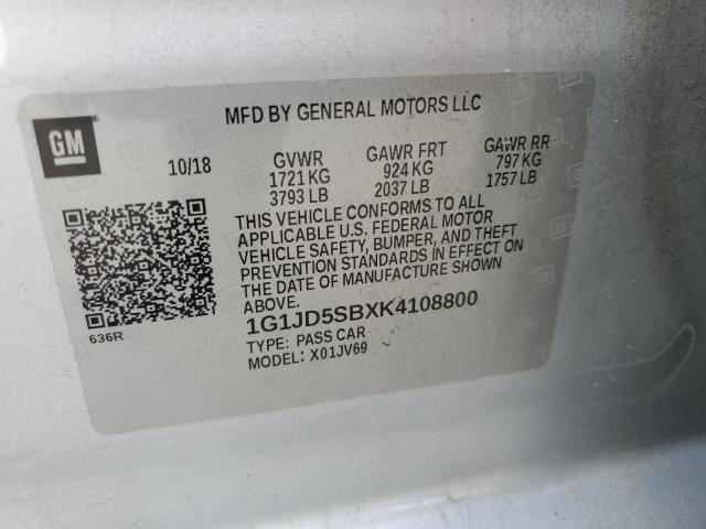 Photo 11 VIN: 1G1JD5SBXK4108800 - CHEVROLET SONIC 