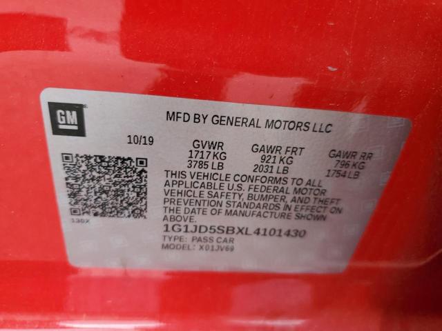 Photo 12 VIN: 1G1JD5SBXL4101430 - CHEVROLET SONIC 