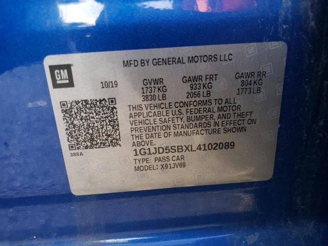 Photo 9 VIN: 1G1JD5SBXL4102089 - CHEVROLET SONIC LT 