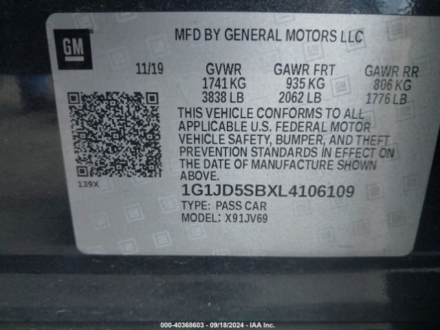 Photo 8 VIN: 1G1JD5SBXL4106109 - CHEVROLET SONIC 