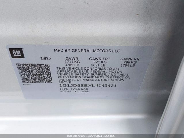 Photo 8 VIN: 1G1JD5SBXL4143421 - CHEVROLET SONIC 