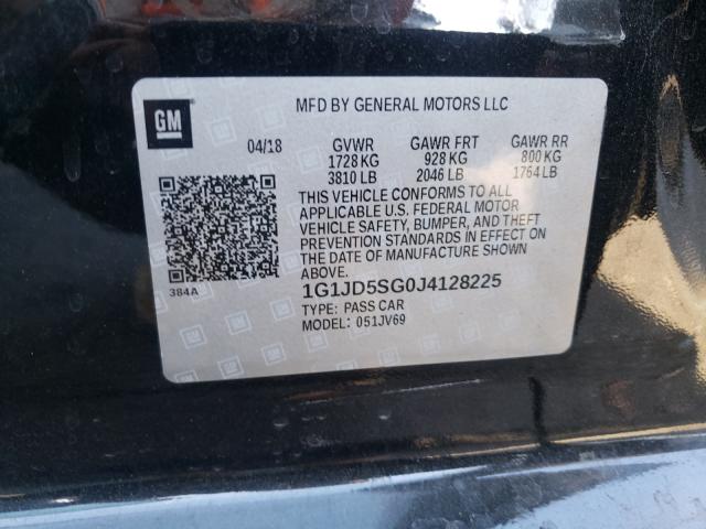 Photo 9 VIN: 1G1JD5SG0J4128225 - CHEVROLET SONIC LT 