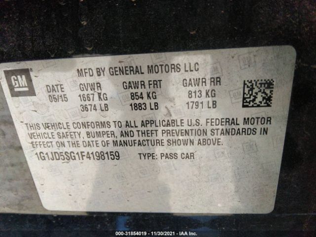 Photo 8 VIN: 1G1JD5SG1F4198159 - CHEVROLET SONIC 