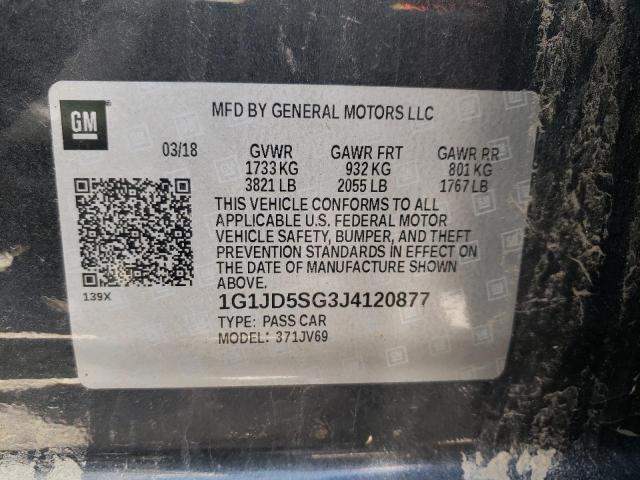 Photo 9 VIN: 1G1JD5SG3J4120877 - CHEVROLET SONIC LT 