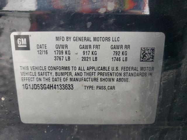 Photo 11 VIN: 1G1JD5SG4H4133633 - CHEVROLET SONIC LT 