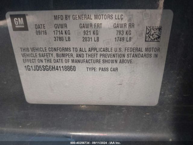 Photo 8 VIN: 1G1JD5SG6H4118860 - CHEVROLET SONIC 