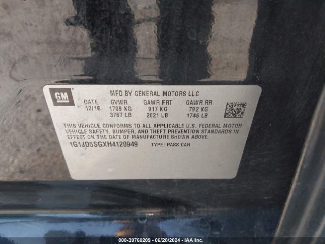 Photo 8 VIN: 1G1JD5SGXH4120949 - CHEVROLET SONIC 