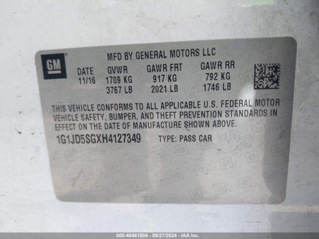 Photo 8 VIN: 1G1JD5SGXH4127349 - CHEVROLET SONIC 