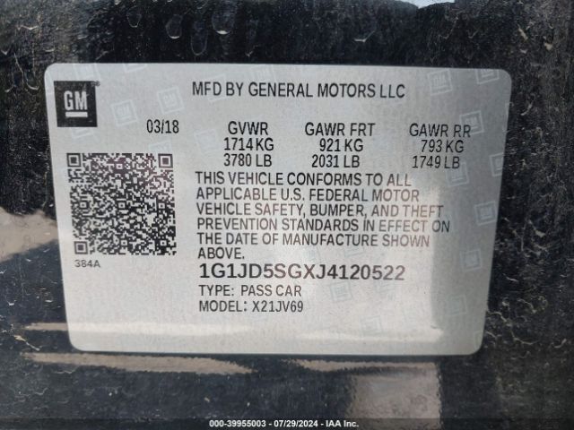 Photo 8 VIN: 1G1JD5SGXJ4120522 - CHEVROLET SONIC 