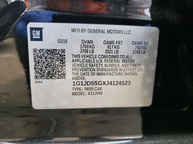 Photo 9 VIN: 1G1JD5SGXJ4124523 - CHEVROLET SONIC LT 