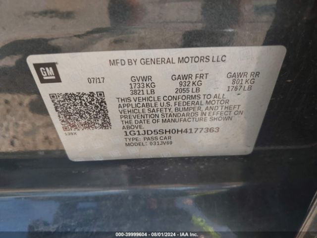 Photo 8 VIN: 1G1JD5SH0H4177363 - CHEVROLET SONIC 