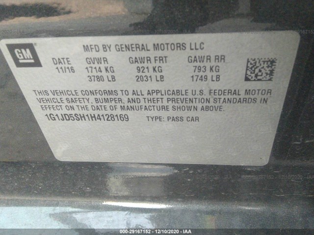 Photo 8 VIN: 1G1JD5SH1H4128169 - CHEVROLET SONIC 