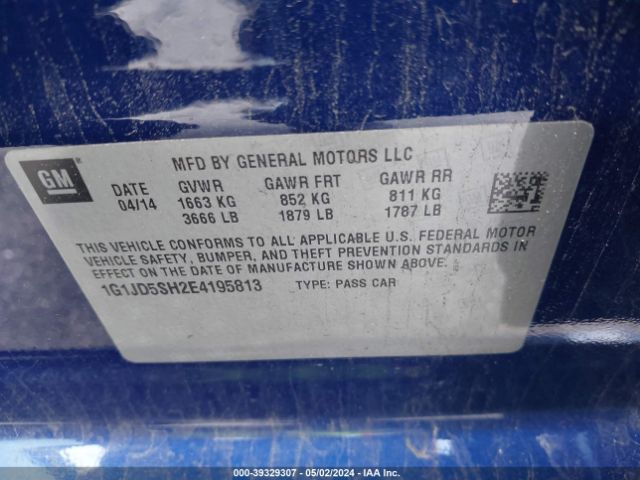 Photo 8 VIN: 1G1JD5SH2E4195813 - CHEVROLET SONIC 