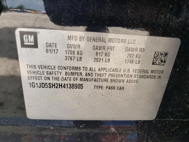 Photo 9 VIN: 1G1JD5SH2H4138905 - CHEVROLET SONIC LT 