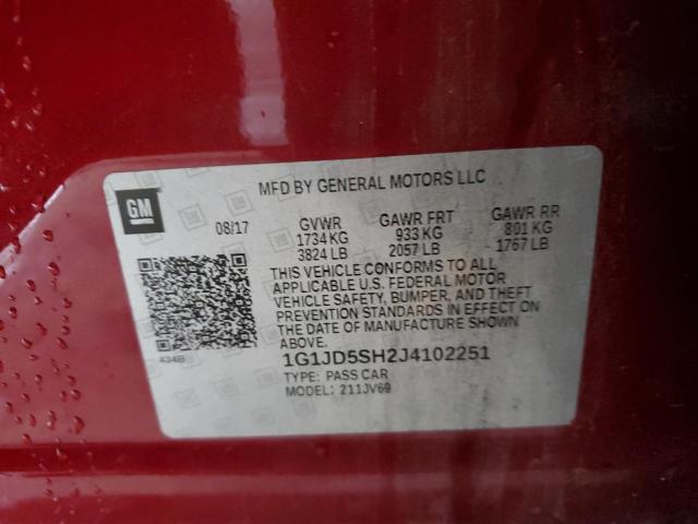 Photo 11 VIN: 1G1JD5SH2J4102251 - CHEVROLET SONIC LT 