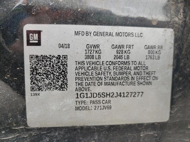 Photo 9 VIN: 1G1JD5SH2J4127277 - CHEVROLET SONIC LT 