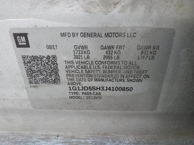 Photo 11 VIN: 1G1JD5SH3J4100850 - CHEVROLET SONIC 