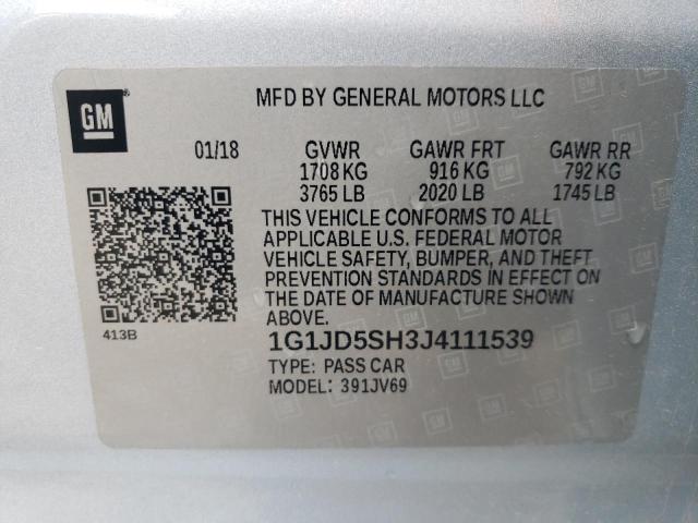 Photo 12 VIN: 1G1JD5SH3J4111539 - CHEVROLET SONIC LT 