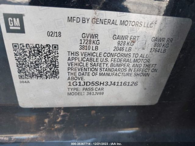 Photo 8 VIN: 1G1JD5SH3J4116126 - CHEVROLET SONIC 