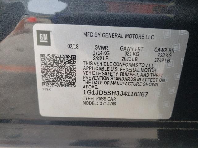 Photo 9 VIN: 1G1JD5SH3J4116367 - CHEVROLET SONIC LT 